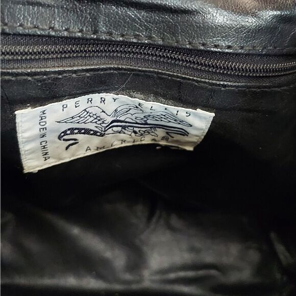 Vintage Perry Ellis America Black Drawstring Bucket Crossbody Bag - Picture 6 of 10